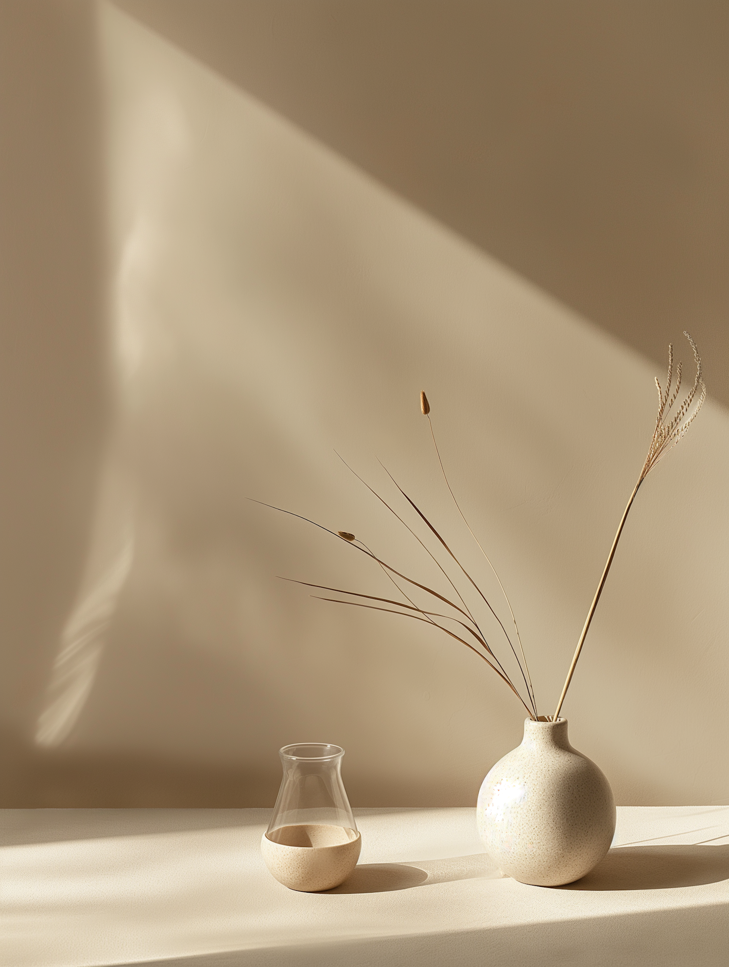 Minimalist Still Life with Vase and Hourglass