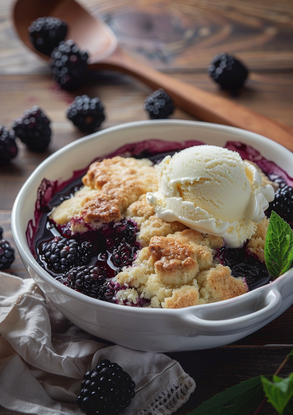 Blackberry and Vanilla Ice Cream Dessert