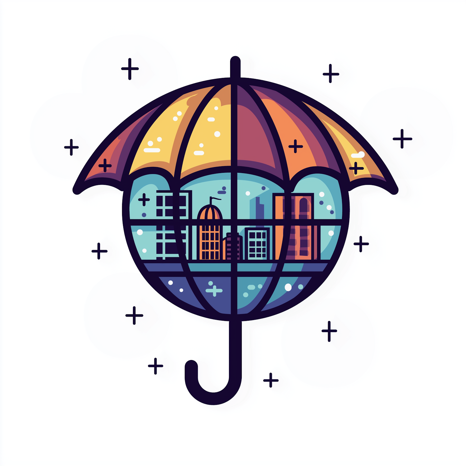 Cityscape Umbrella Illustration