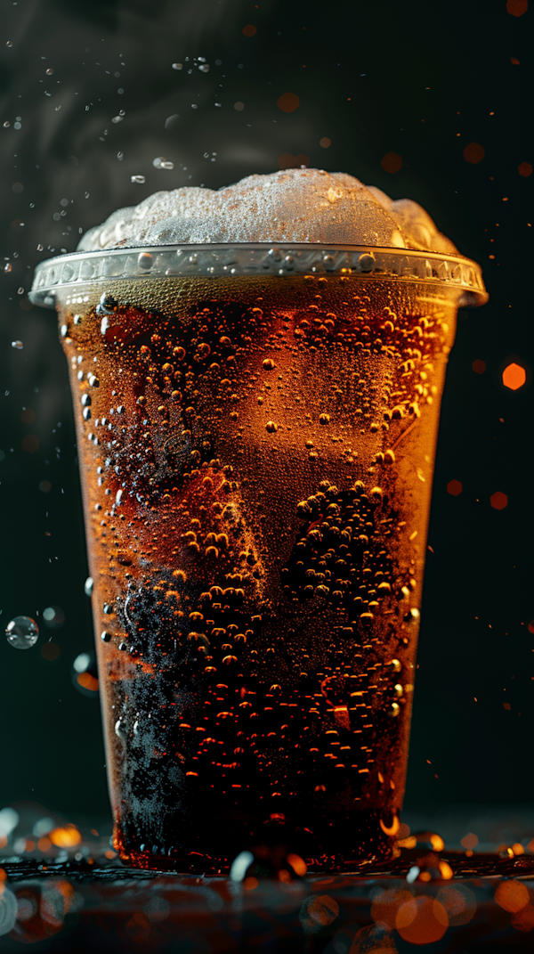 Close-Up of Carbonated Beverage in Translucent Cup