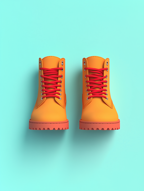 Vibrant Yellow-Orange Boots on Aqua Blue Background