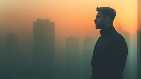 Man in Urban Sunset