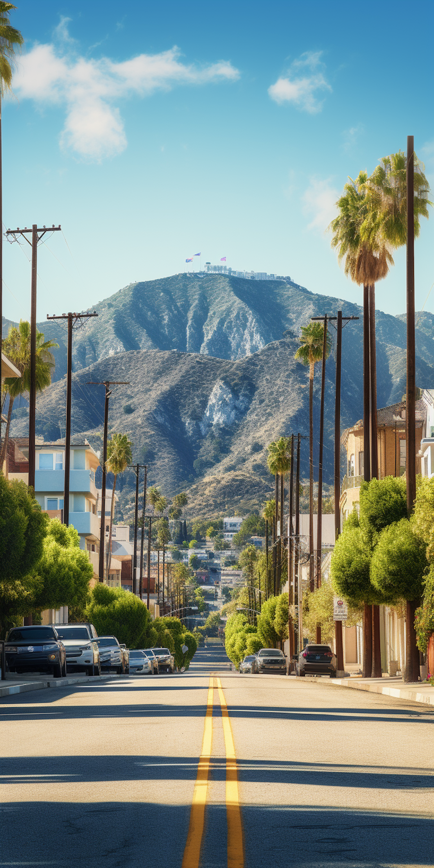 Sunlit Boulevard Toward Mountain Vista