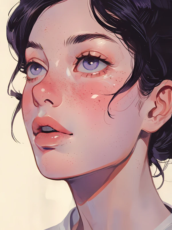 Contemplative Young Woman Illustration