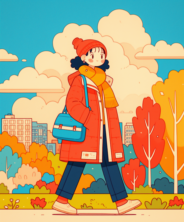 Young Person in Autumn Park