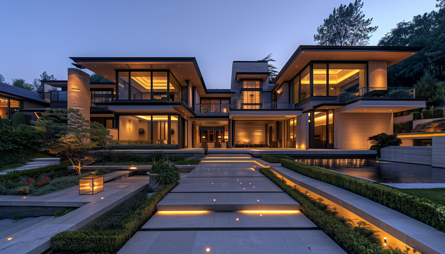 Luxurious Modern House at Dusk