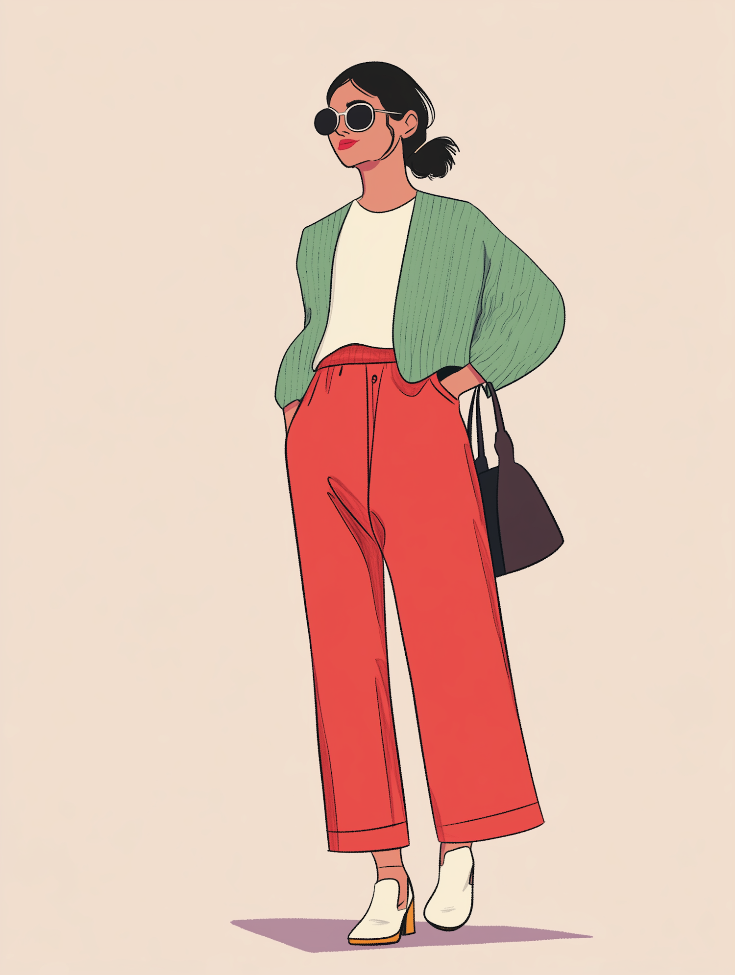 Stylized Illustration of Fashionable Woman