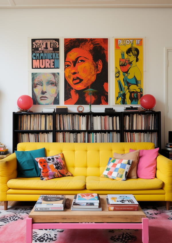 Artistic Vibrance Mid-Century Modern Living Room