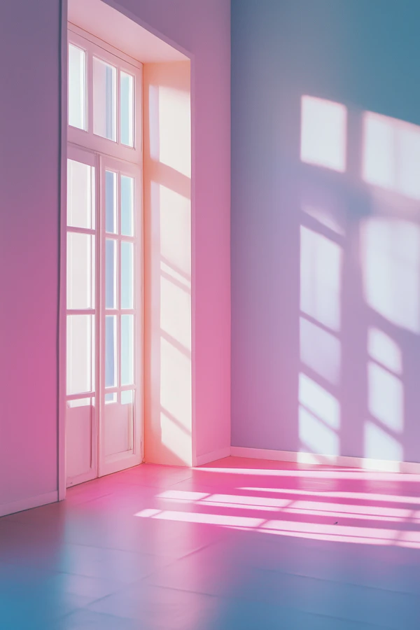 Serene Interior with Vibrant Shadows