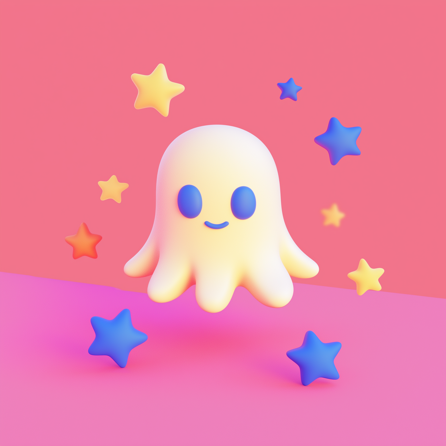 Playful 3D Ghost Character Illustration