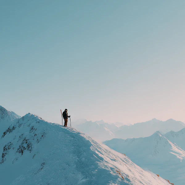 Lone Skier on Peak
