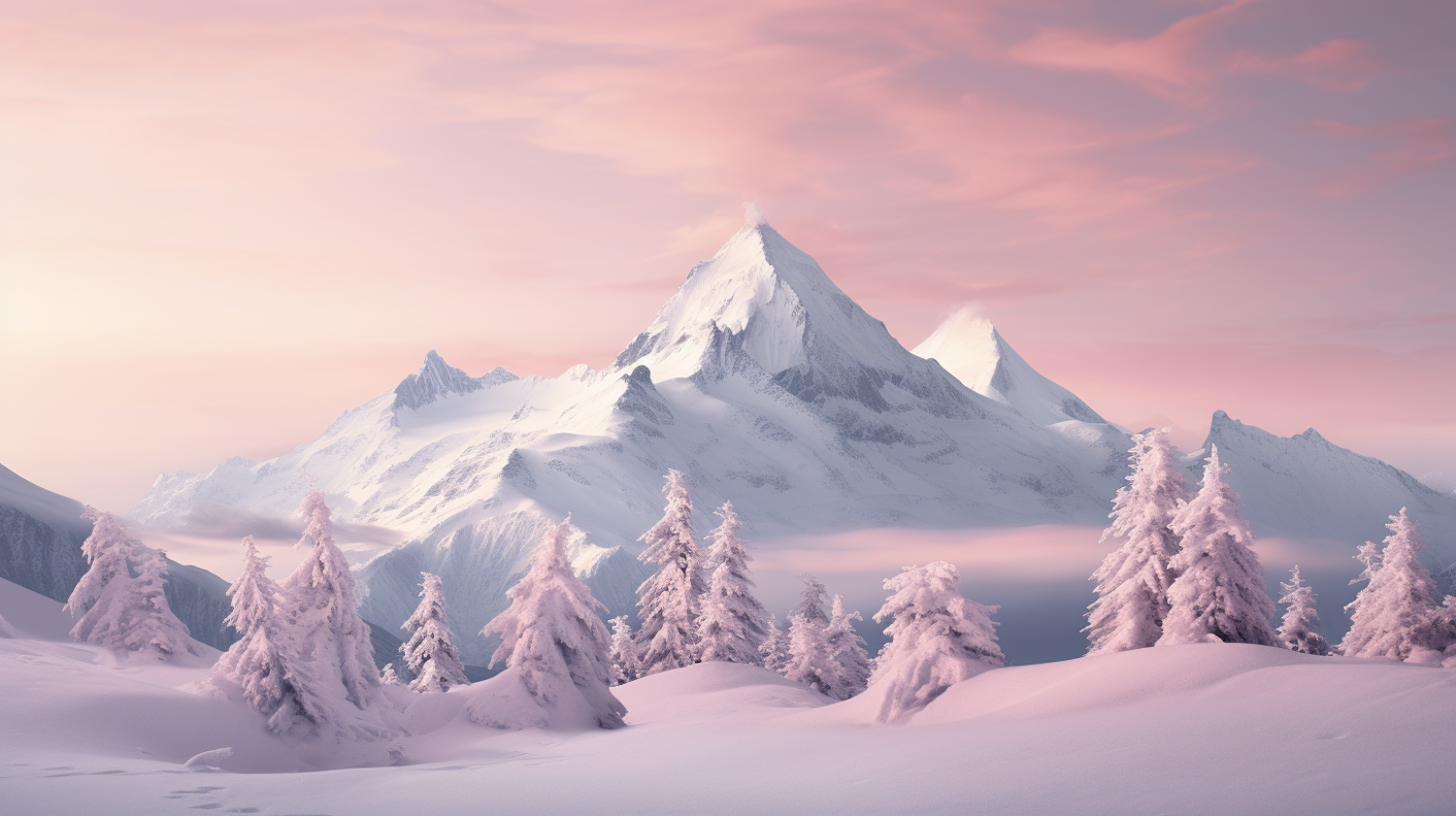 Twilight Majesty: Serene Snow-Capped Peak