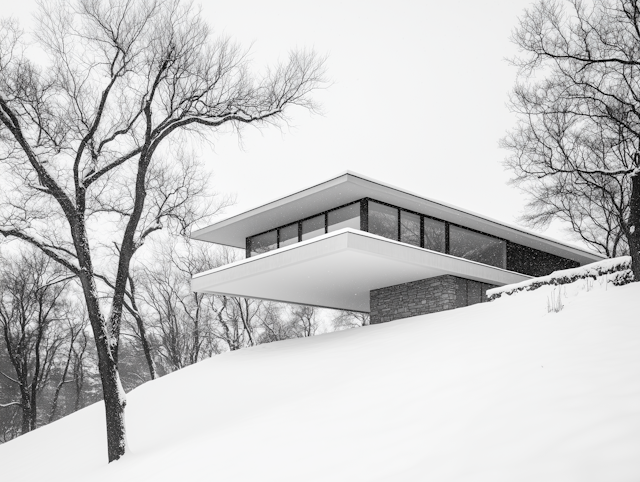 Modern Architecture in Snowy Landscape