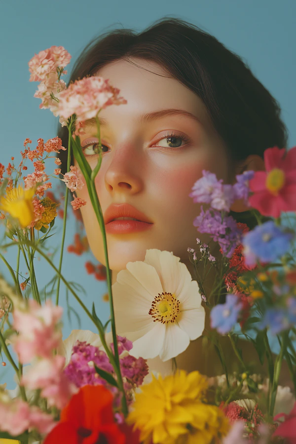 Woman Framed by Flowers