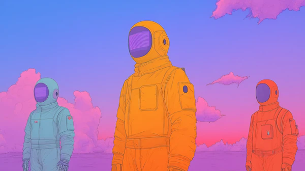 Astronauts in Surreal Sky