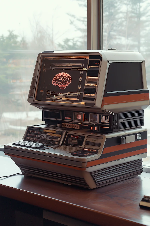 Retro Computer Terminal with Brain Display