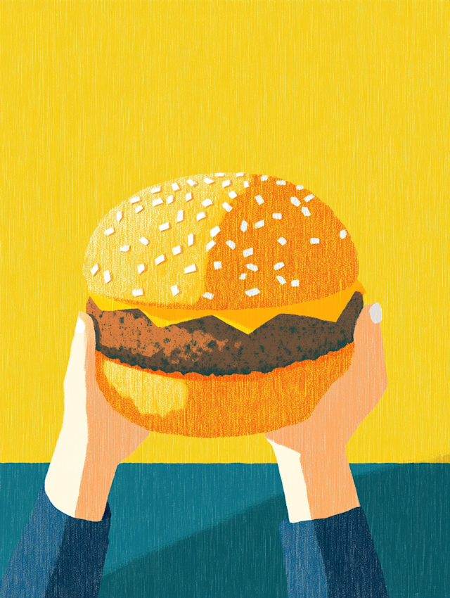 Hamburger Against Yellow Background