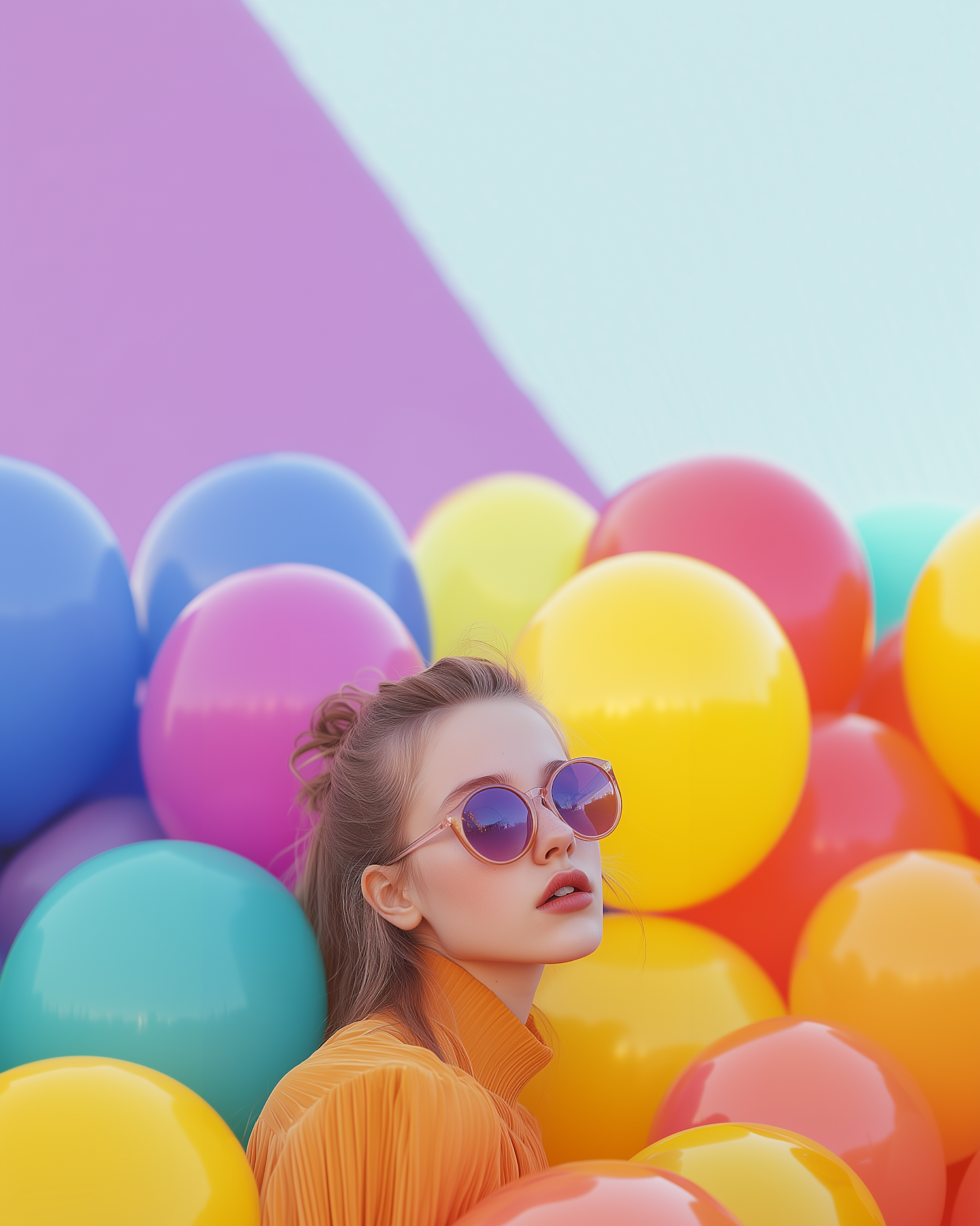 Woman with Colorful Balloons