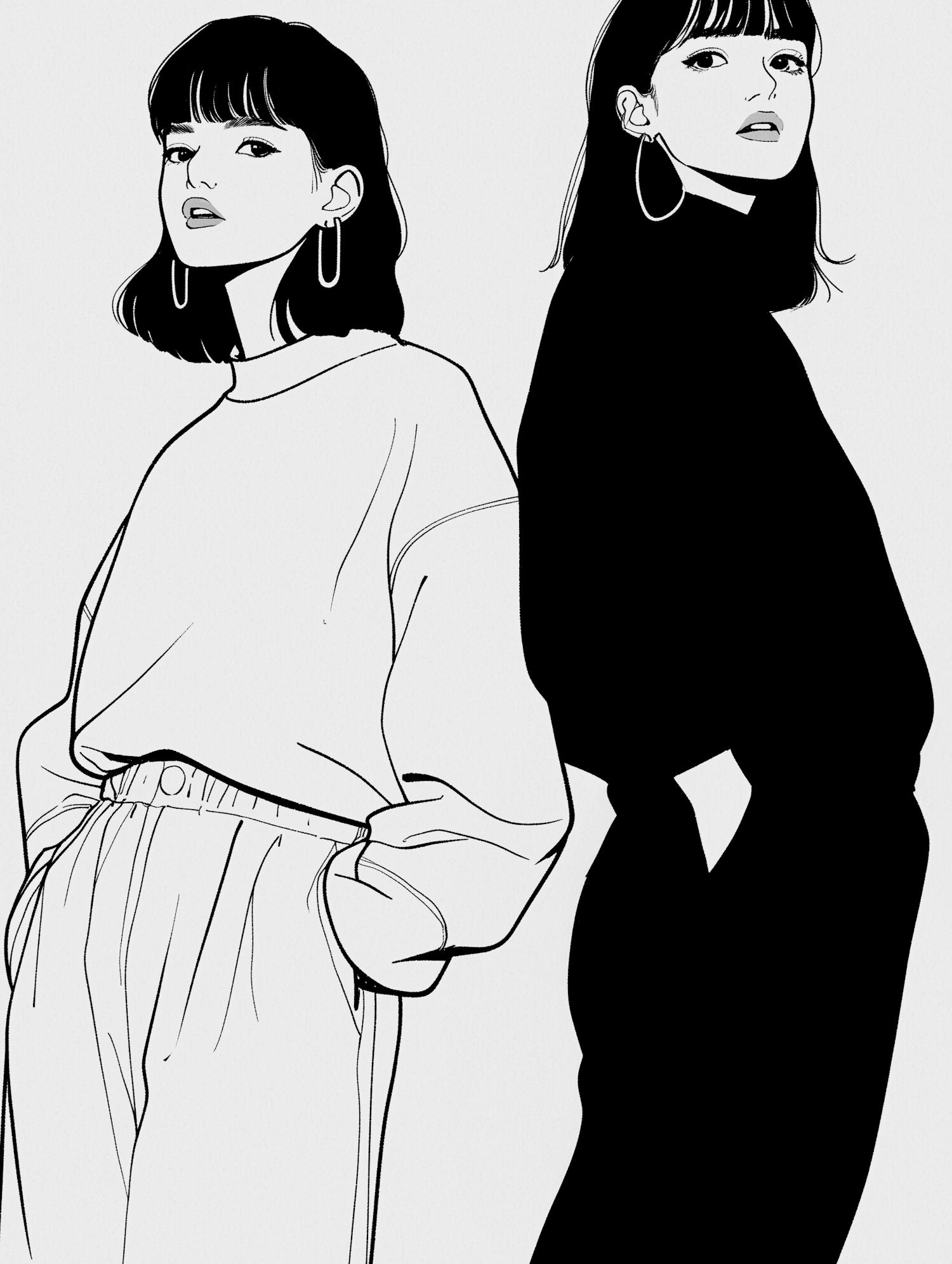 Monochromatic Woman Illustrations