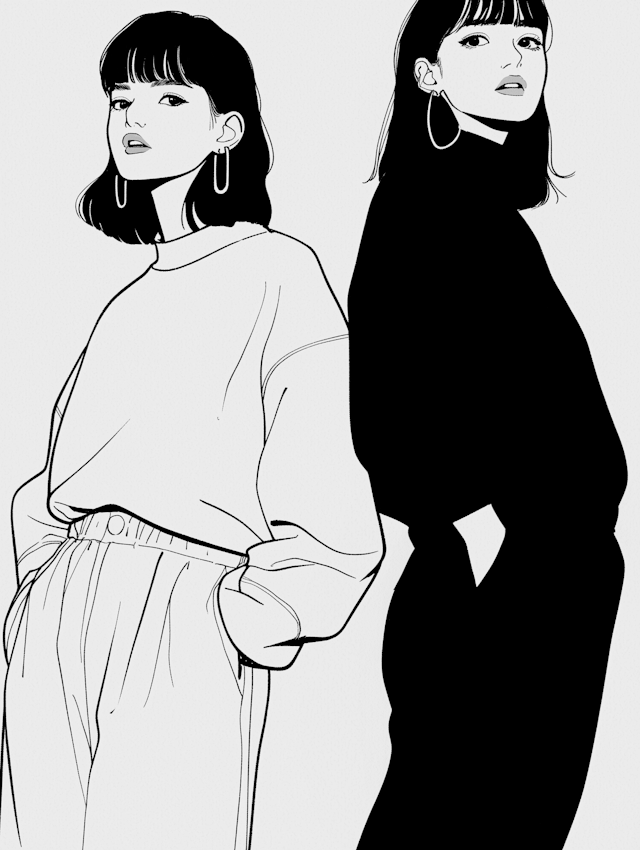 Monochromatic Woman Illustrations