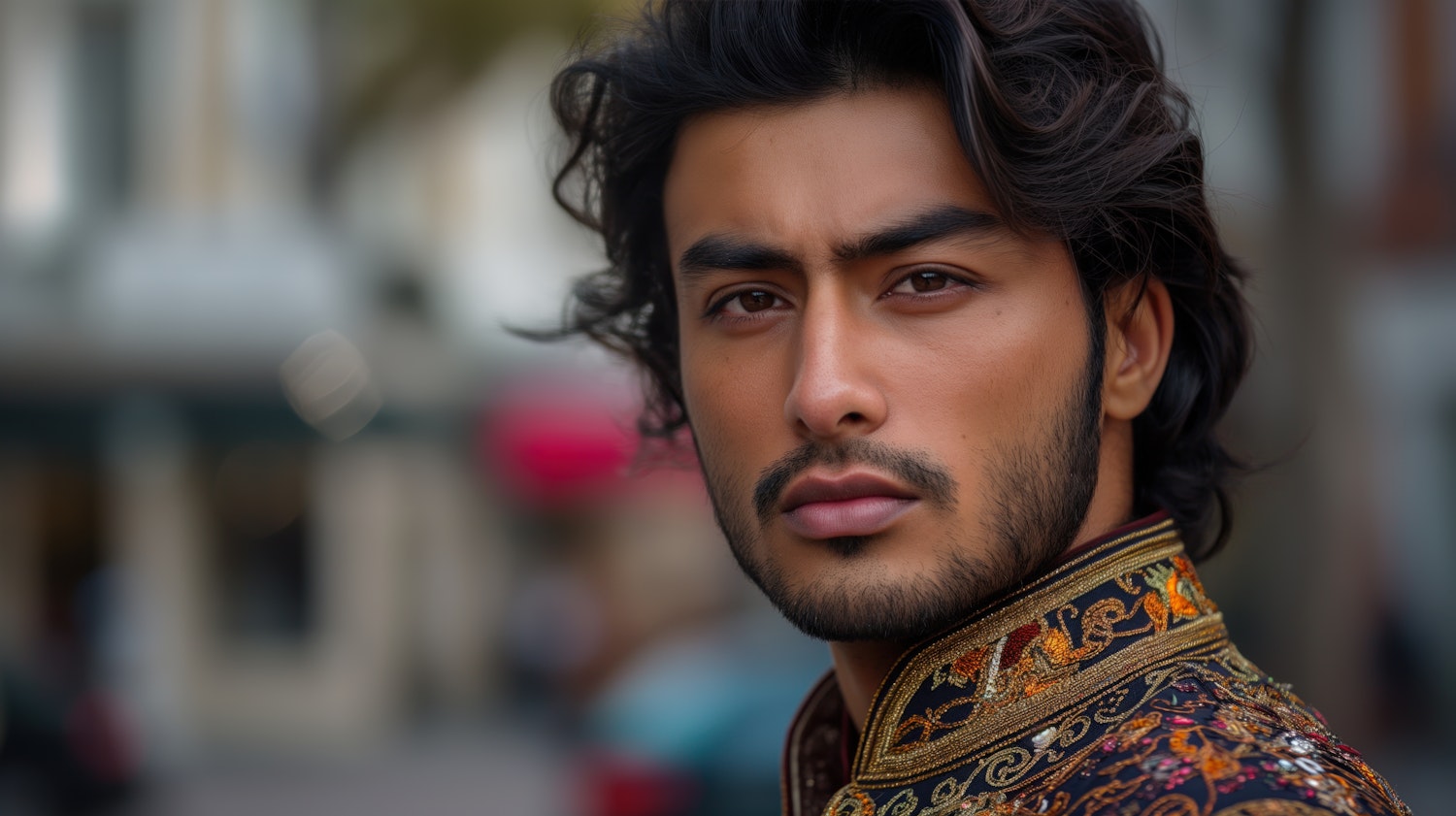 Close-Up Portrait of Young Man with Intense Expression