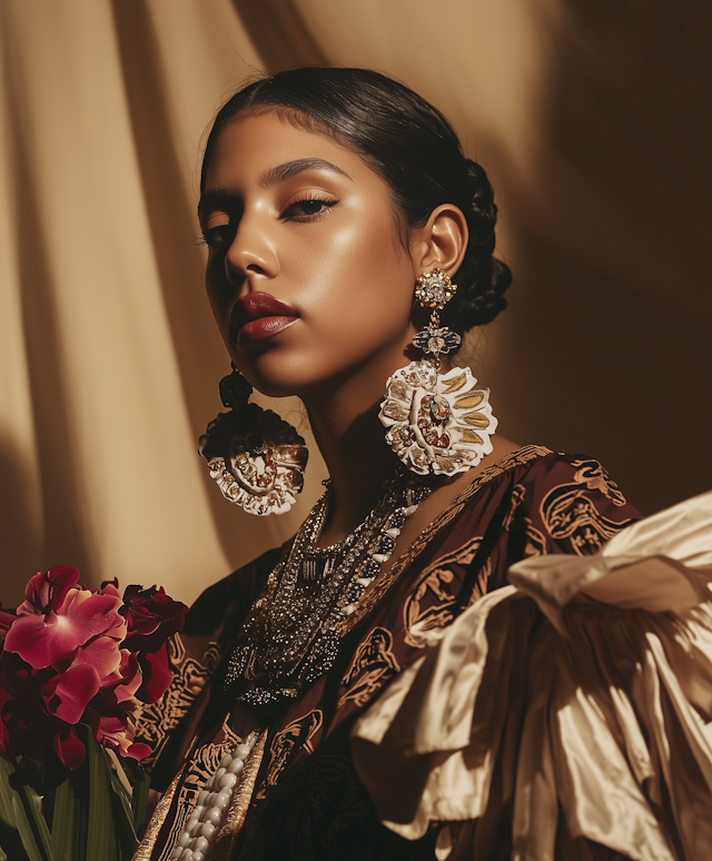 Portrait of a Woman with Elaborate Jewelry