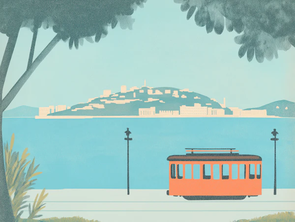 Vintage Tram Cityscape