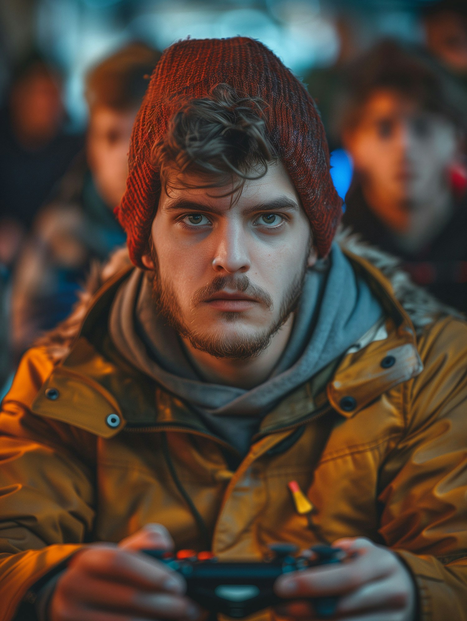 Intense Young Man with Blue Eyes