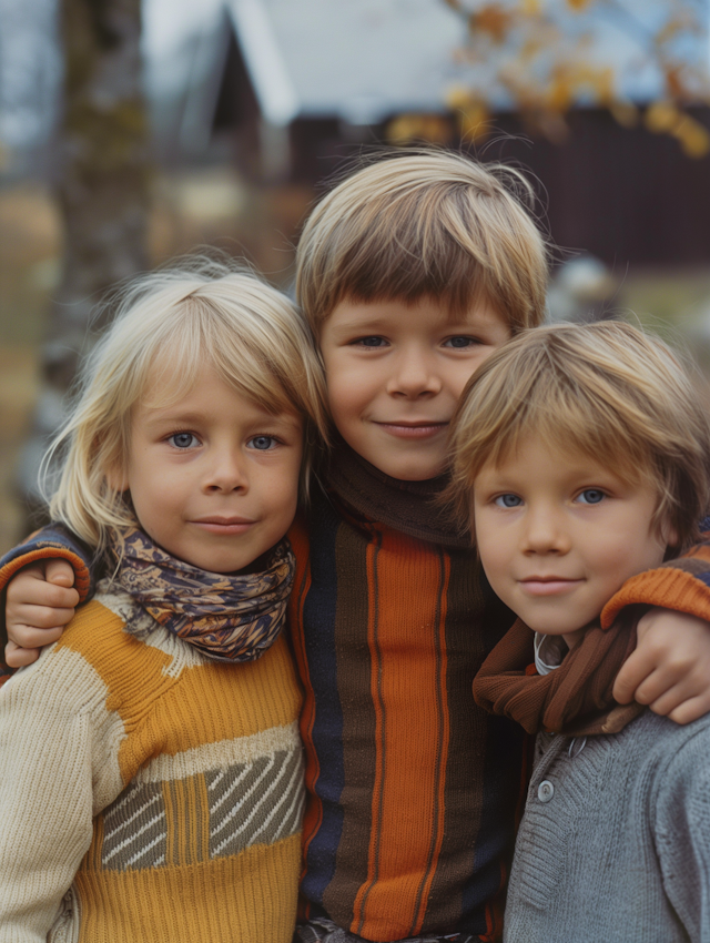 Joyful Siblings in Autumn