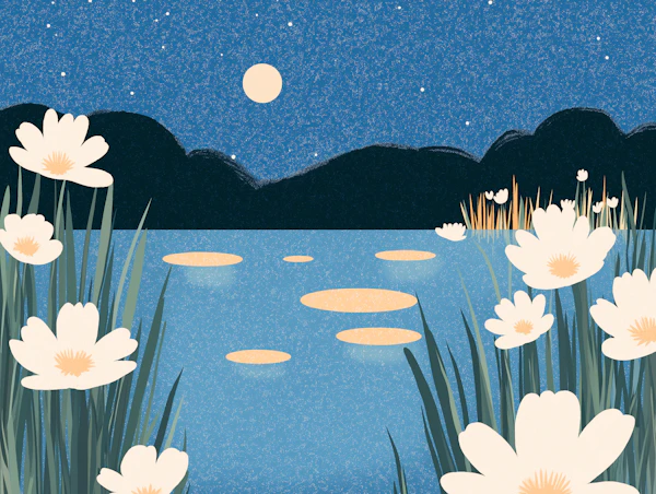 Serene Night by the Lake