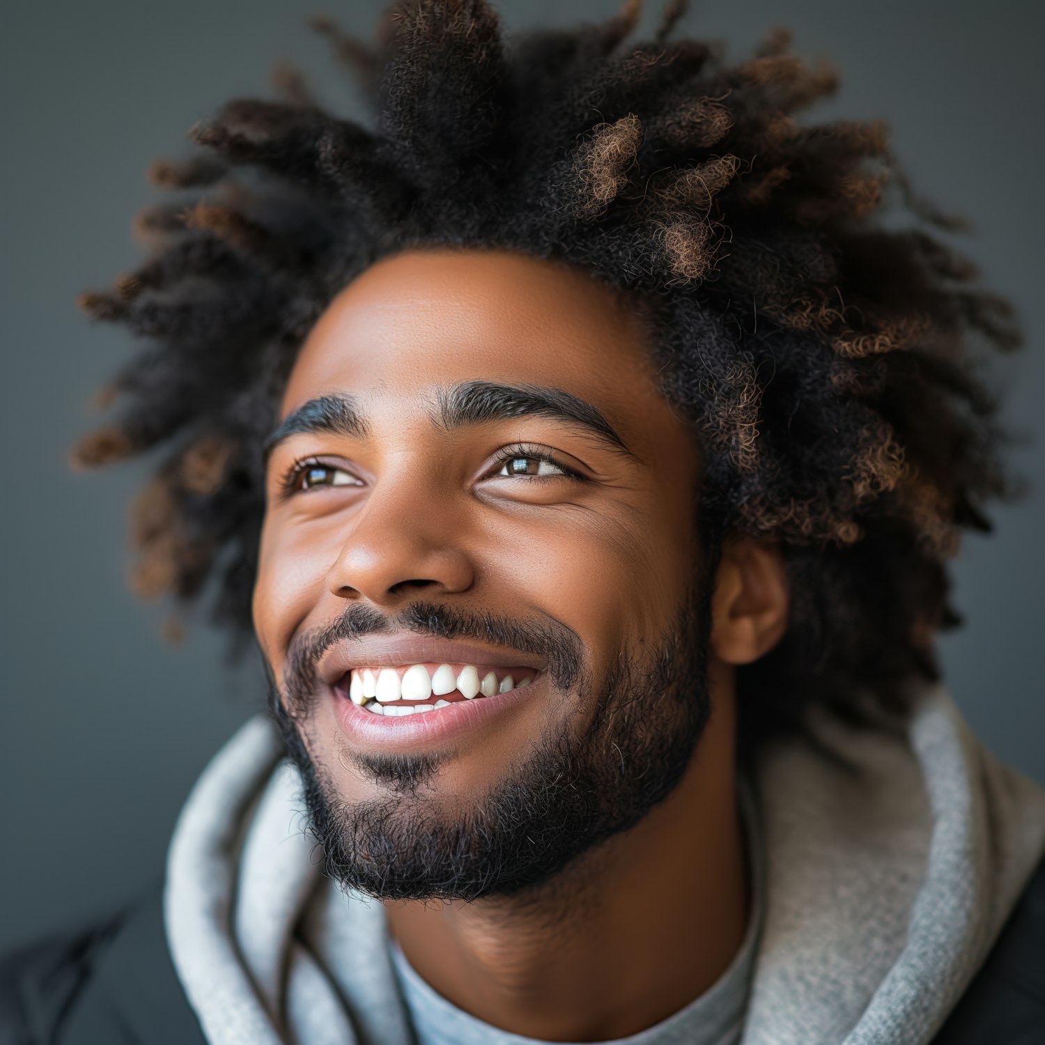 Smiling Man with Curly Hair