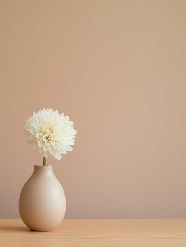 Minimalist White Dahlia in Vase