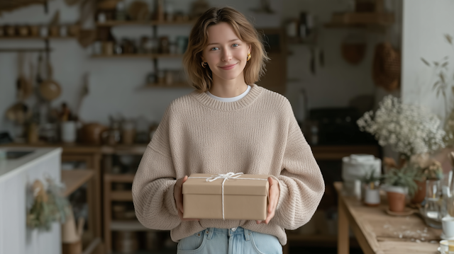 Woman in Rustic Kitchen