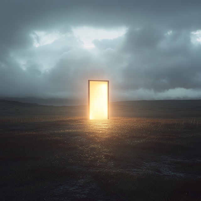 Glowing Door in Field