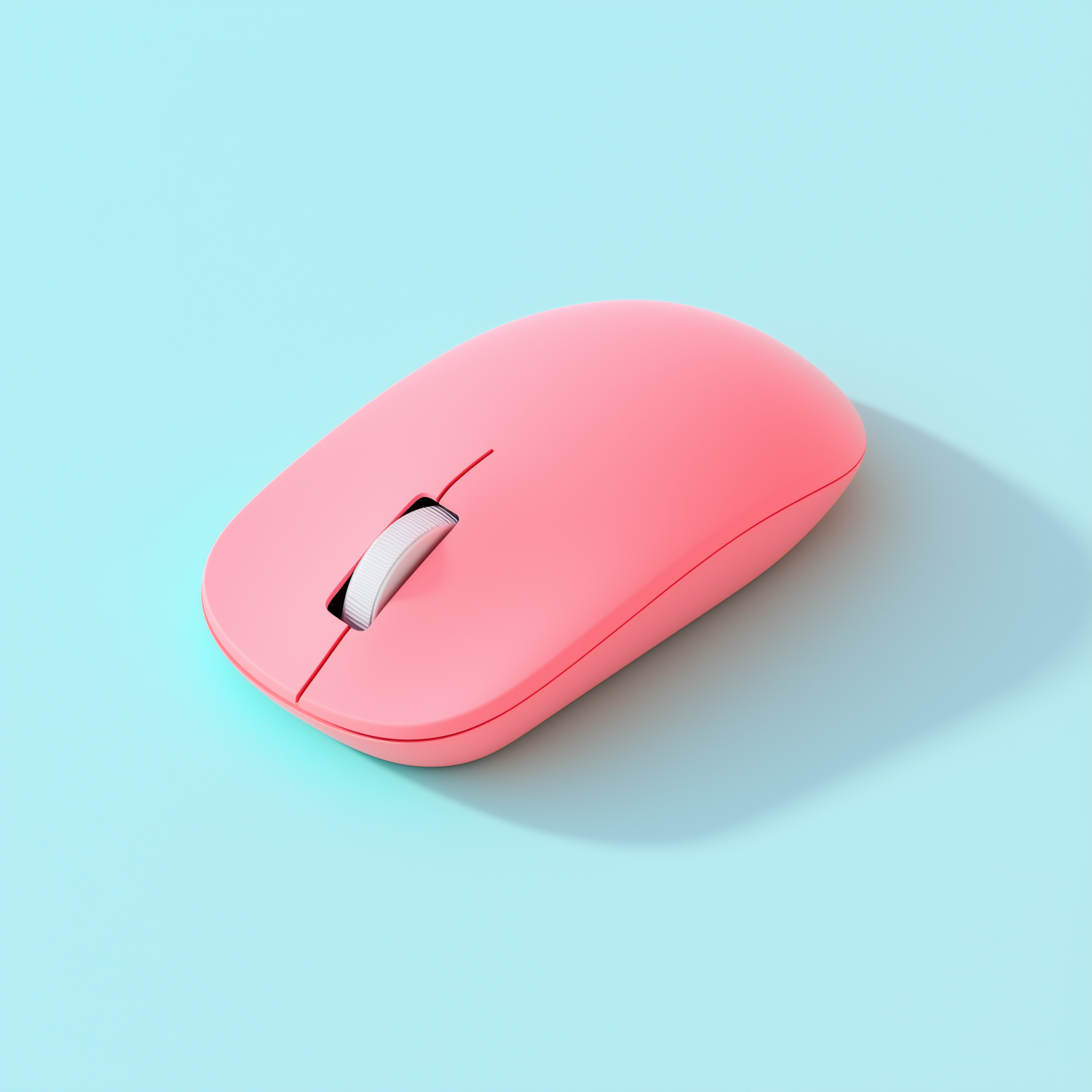 Pink Computer Mouse on Blue Background