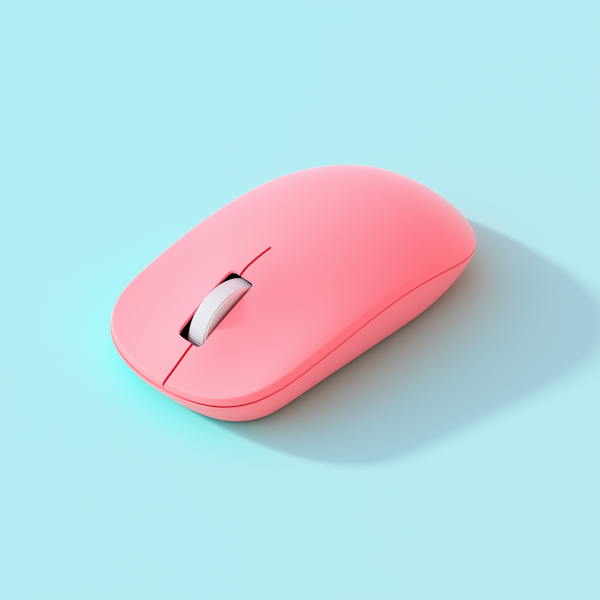 Pink Computer Mouse on Blue Background