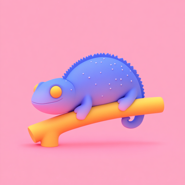 Cartoon-Style Colorful Chameleon