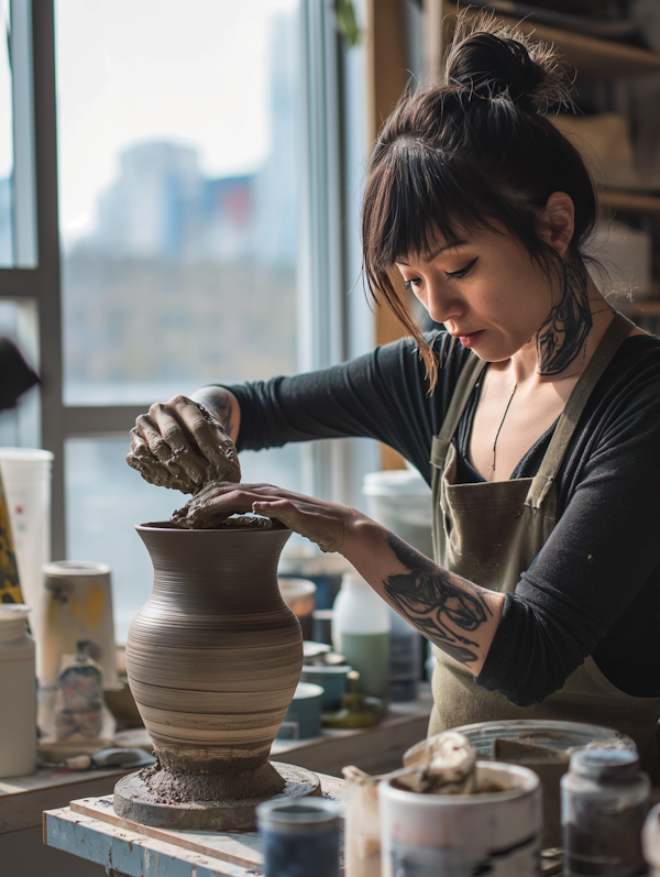 Artisan At The Wheel: A Pottery Artist's Focus