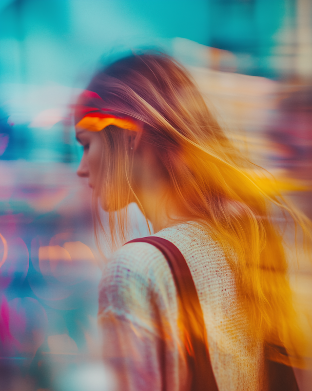 Contemplative Woman in Vibrant Setting