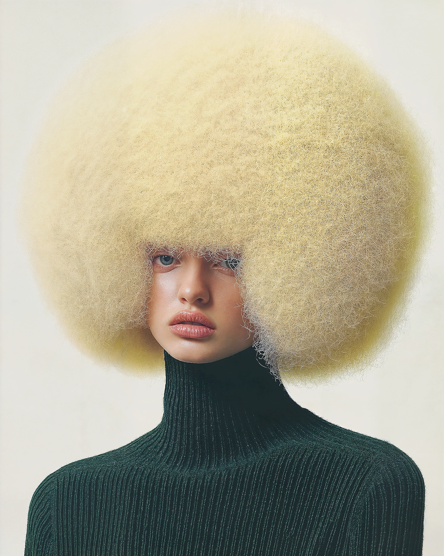 Striking Blonde Afro Portrait