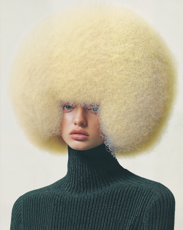 Striking Blonde Afro Portrait