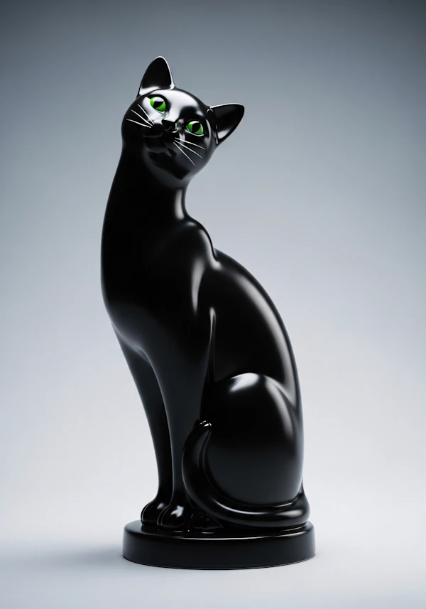 Glossy Black Cat Figurine
