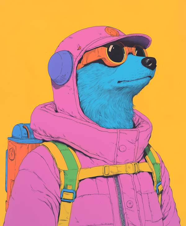 Stylized Anthropomorphic Animal in Outdoor Gear