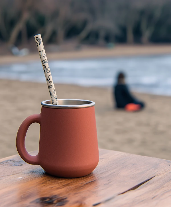 Terracotta Mug on Beach