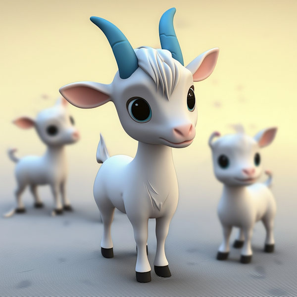 Three Cartoon-Style Goats