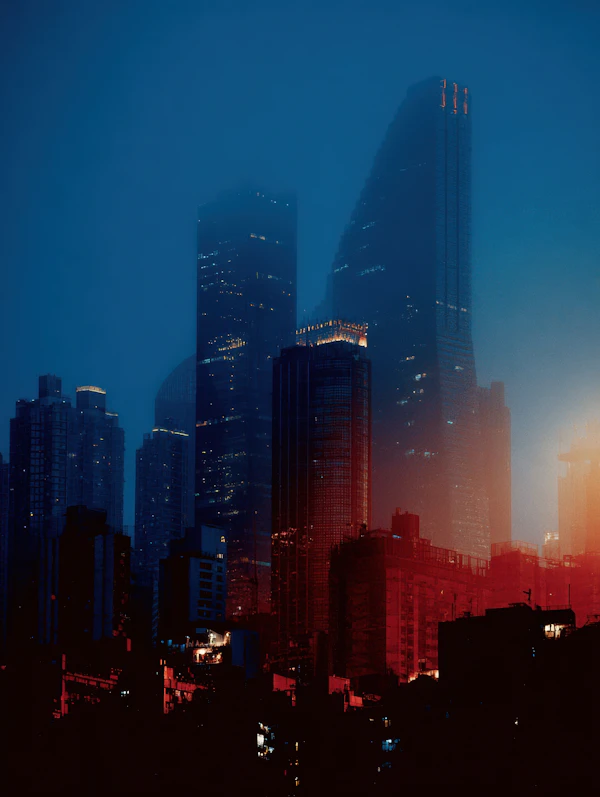 Misty Night Cityscape