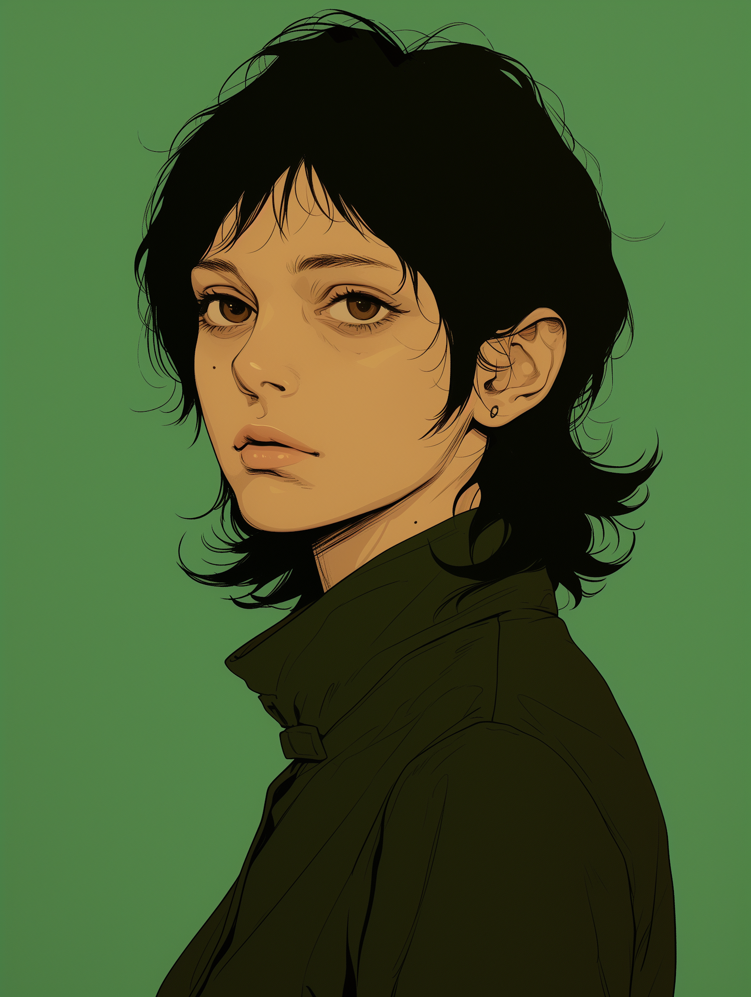 Stylized Portrait on Green Background