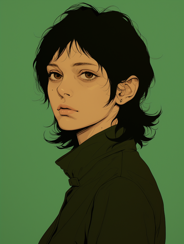 Stylized Portrait on Green Background