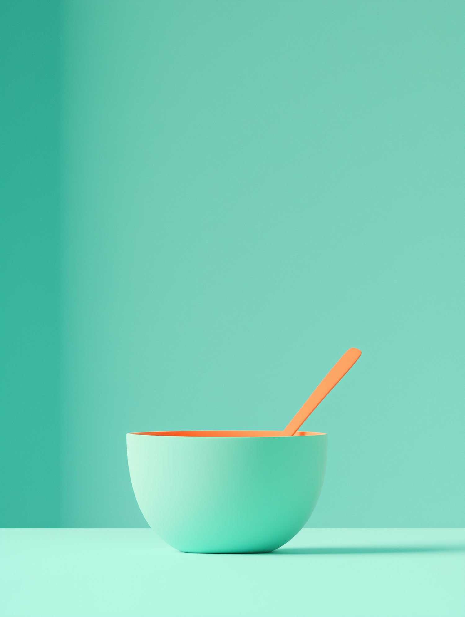 Elegant Teal Bowl with Orange Spoon Still Life