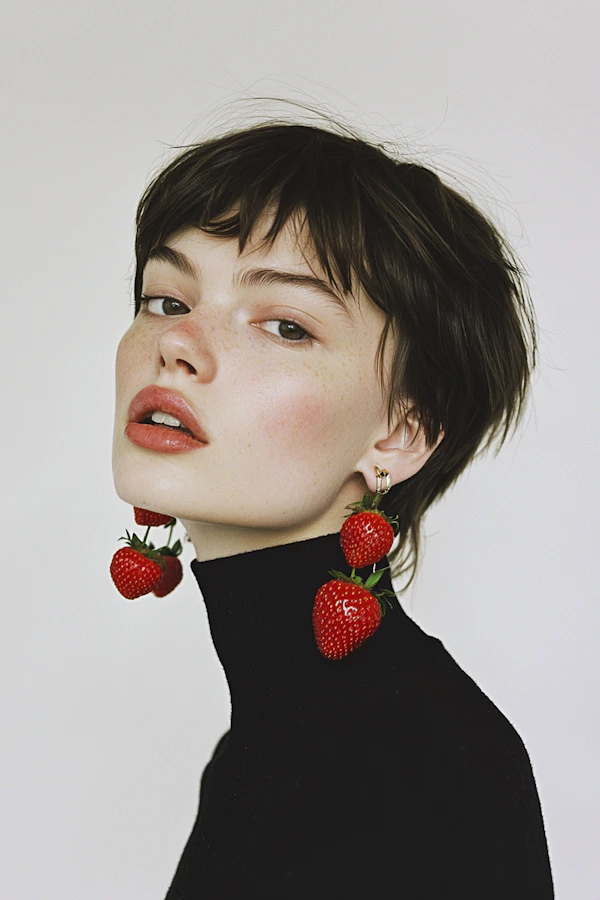 Strawberry Earrings Portrait